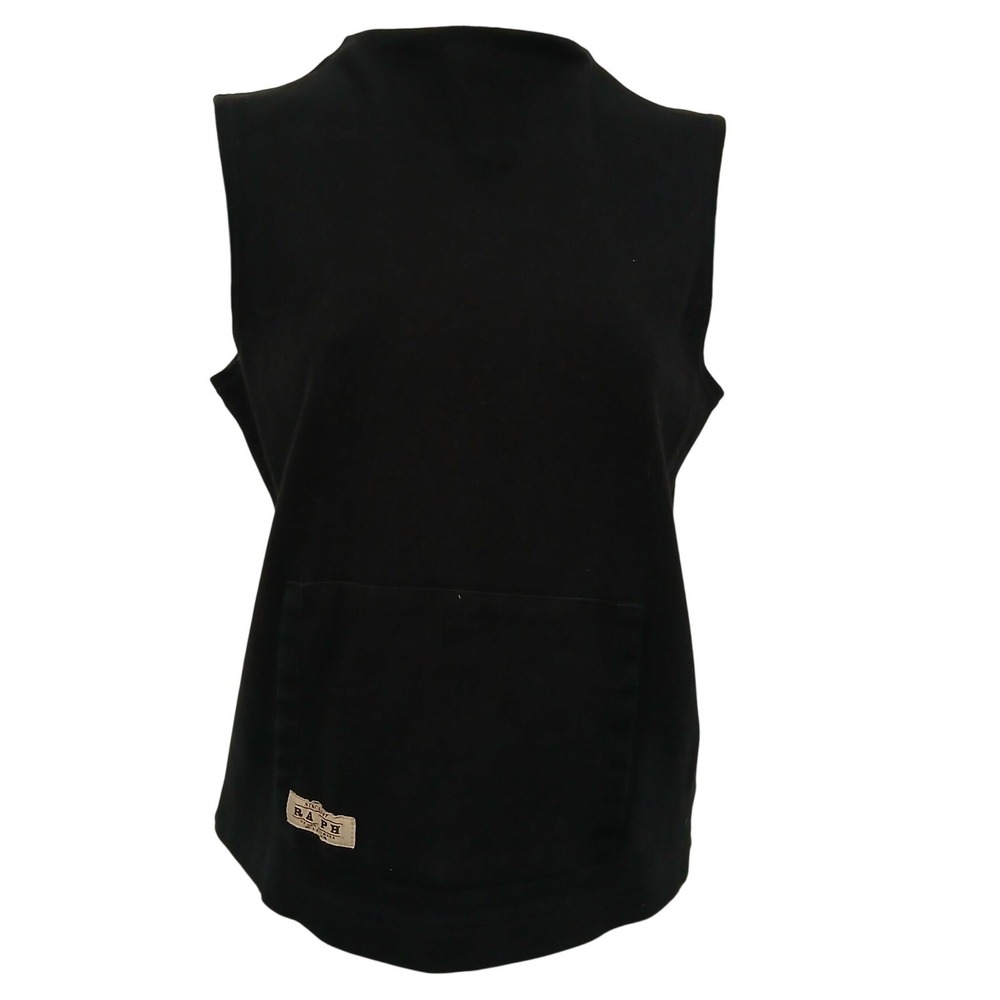 Vintage Y2K RALPH LAUREN Black Sleeveless Mock Neck Vest Pocket Top Women Lg